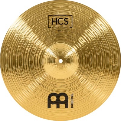 Prato musical dourado com inscrições HCS e MEINL
