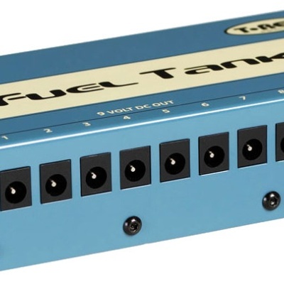 Dispositivo azul metálico T-Rex Fuel Tank com 10 saídas DC e LED azul