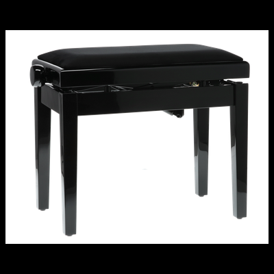 Banco de piano preto com assento estofado ajustável