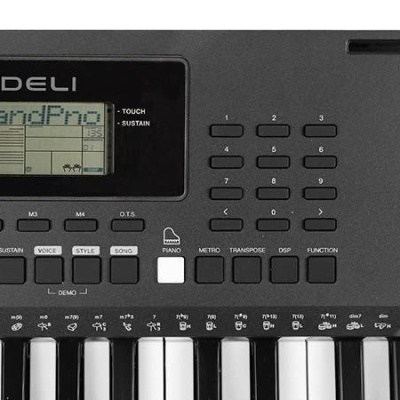 Teclado MEDELI MK198 preto com ecrã digital e 61 teclas