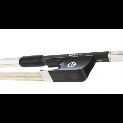 Arco para instrumento musical com empunhadura preta e ponteira metálica prateada