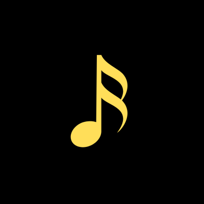 Ícone de nota musical amarela num fundo preto