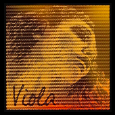 Ilustração estilizada do rosto feminino em tons amarelos e laranja com a palavra 'Viola'