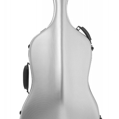 Estojo rígido cinza prateado para violoncelo com alças pretas