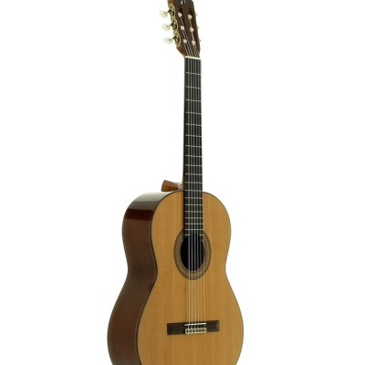 Guitarra clássica em madeira clara e castanha