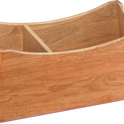 Organizador de madeira castanha com dois compartimentos