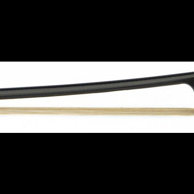 Arco de instrumento de cordas com punho preto e crina clara