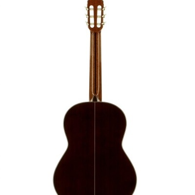 Guitarra clássica castanho escuro vista de trás
