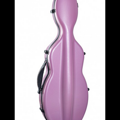 Estojo rígido rosa para violoncelo com alça preta