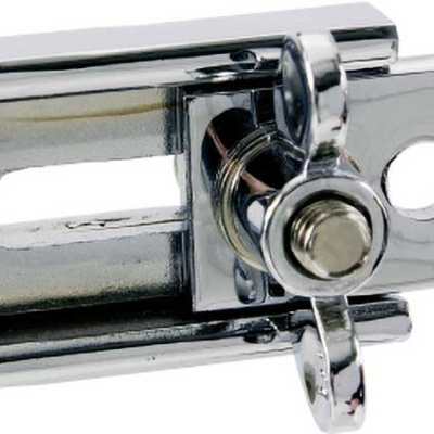 Fecho metálico prateado com barra perfurada e fecho deslizante