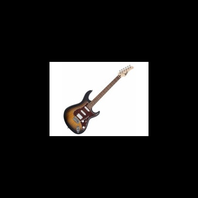Guitarra elétrica sunburst sobre fundo branco