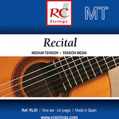 Embalagem de cordas para guitarra Clássica RC Strings Recital MT, tensão média.