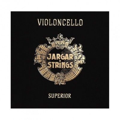Embalagem preta com texto dourado para cordas de violoncelo JARGAR STRINGS SUPERIOR