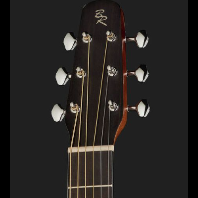 Cabeça de guitarra acústica com cravelhas e logo 