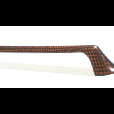 Ponteira para arco de violino em madeira castanha com padrão xadrez