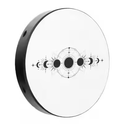 Frasco redondo branco com decoração lunar preta