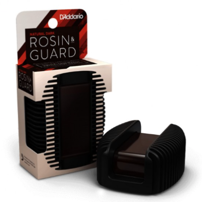Protetor de resina D'Addario Natural Dark Rosin & Guard preto com embalagem
