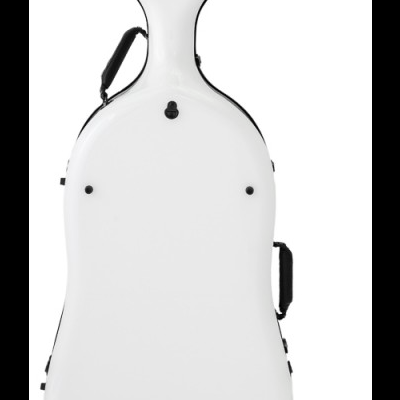 Estojo rígido branco para violoncelo com alças pretas