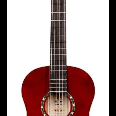 Guitarra clássica vermelha de madeira
