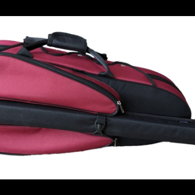 Estojo rígido vermelho e preto para instrumento musical