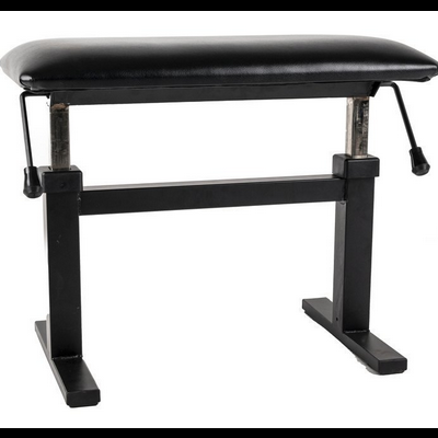 Banco ajustável com assento preto estofado e estrutura metálica preta