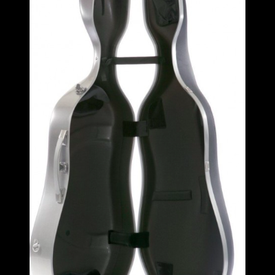 Estojo rígido cinzento para violoncelo com interior acolchoado preto
