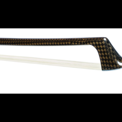 Ponteira de arco para violino padrão xadrez preto e castanho com base branca