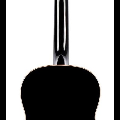 Parte traseira de guitarra clássica preta