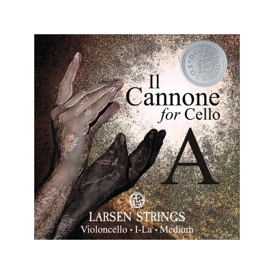 Embalagem de cordas para violoncelo Larsen Strings Il Cannone for Cello com imagem de mãos estilizadas