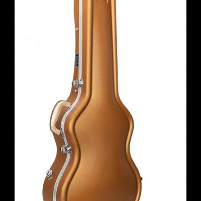 Estojo rígido castanho para guitarra acústica com fechos prateados