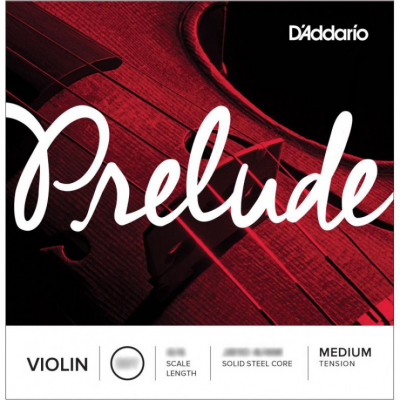 Corda para violino D'Addario Prelude com detalhe do violino e informações sobre a corda.
