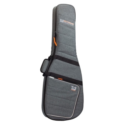Estojo cinzento para guitarra com alças e bolso frontal