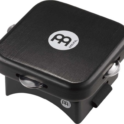 Tamborim musical quadrado preto com platinelas metálicas da MEINL