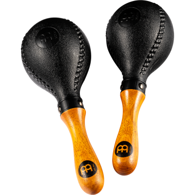 Par de maracas pretas com cabo de madeira