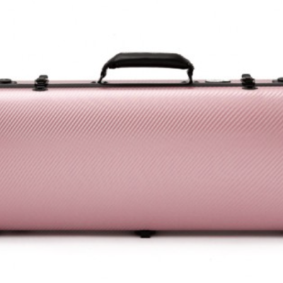 Estojo para instrumento musical rosa claro com alça preta