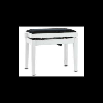 Banco de piano branco com assento preto estofado