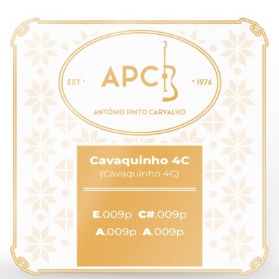 Embalagem de cordas para cavaquinho APC em branco e dourado