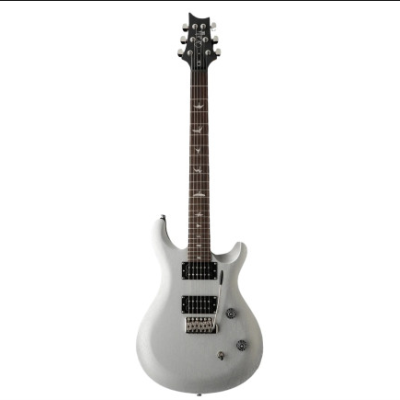 Guitarra elétrica branca com braço castanho e captadores humbucker