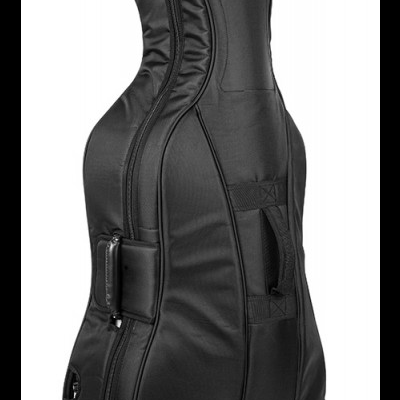Capa preta acolchoada para violoncelo com zíper e alça de transporte