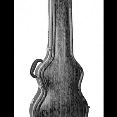 Estojo rígido preto para guitarra com alça e fechos metálicos