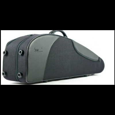 Estojo rígido para violino preto e cinza sobre fundo branco