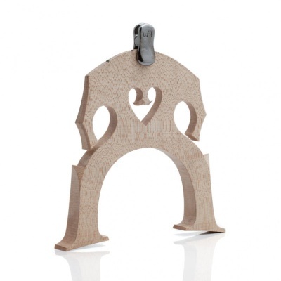 Suporte de madeira para instrumento musical com gancho metálico em fundo branco