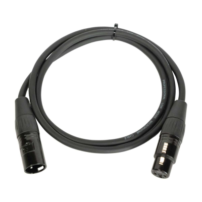 Cabo preto de microfone com conectores XLR macho e fêmea