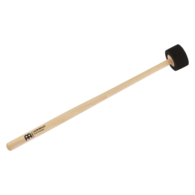 Baqueta de madeira com cabeça preta cilíndrica de borracha