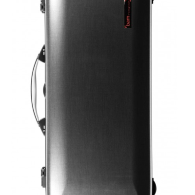 Estojo rígido cinza escuro para instrumento musical com alça e etiqueta bam FRANCE