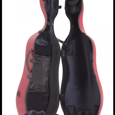 Estojo rígido vermelho para instrumento musical com interior preto