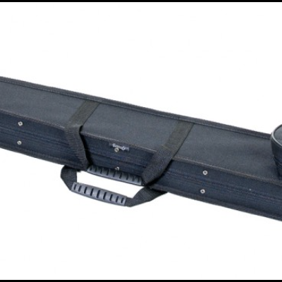 Mala de transporte preta para equipamento com alça acolchoada e compartimento circular