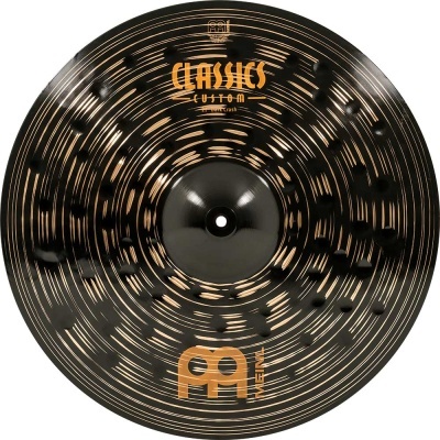 Prato de bateria Meinl Classics Custom preto com padrão circular.