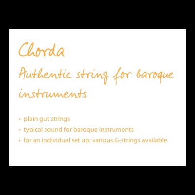 Texto em alaranjado sobre cordas autênticas para instrumentos barrocos