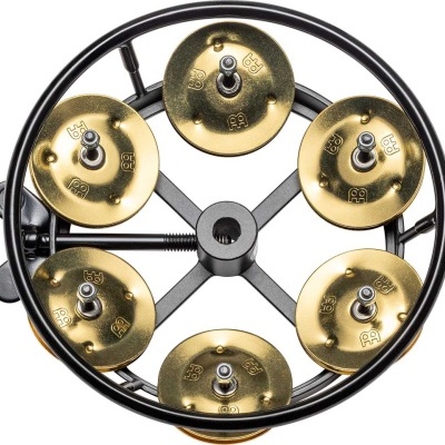 Pandeireta com pratos dourados e aro preto